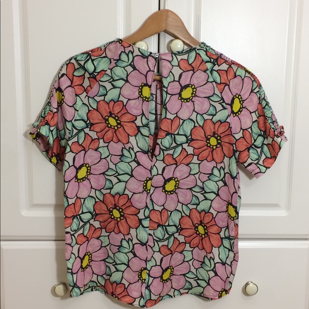 Zara Coloful Pink and Red Floral Top - Picture 2 of 3